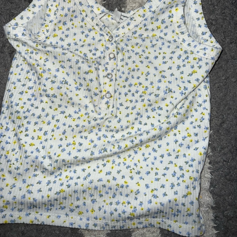 COPY - flower patterned ribbed tank top